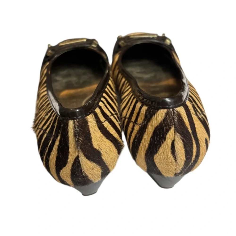 ANTONIO MELANI Brown & Tan Zebra-Print Horse Hair Ballet Flat w/Buckle Size 6 - Picture 4 of 11